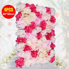 4pcs Flower Panels Artificial Flowers Wall Home Decor Wedding Party Background