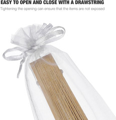 50Pcs White Organza Drawstring Bags for Folding Hand Fans Wedding Party Favor Ba