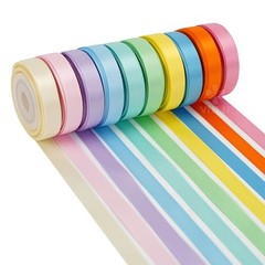 Pastel Rainbow Ribbon Assortment Satin Rainbow Colored Ribbon 3/8″ X 50 Yards
