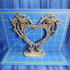 Rose Heart Wedding Cake Topper Pewter Figurine Fellowship Foundry US Made *NEW*
