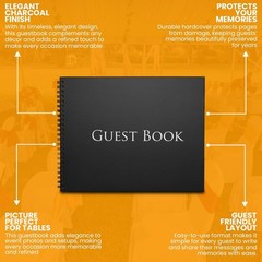 Hardcover Guestbook 1,260 Entries Charcoal 10 x 8 inches,