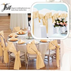 100PCS Satin Chair Sashes Bows Wedding Party Event Decorations Shiny Fabric New