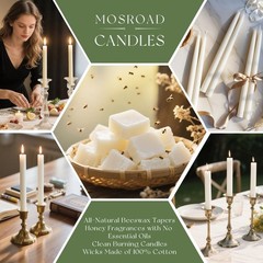 Beeswax Taper Candles White, 9 Inch Natural Long Candle 8 Pack, Cream