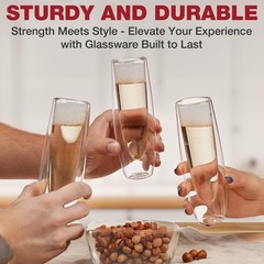 Eparé Double Wall Stemless Champagne 2 Count (Pack of 1), Clear – Set 2