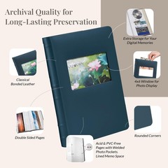 Old Town 2-Pack Bonded Leather Photo Albums, Photo Album 5×7 & 4×6 Slots, Navy