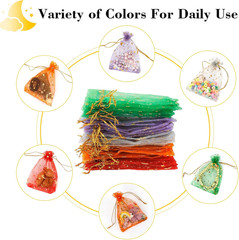 Moon Star Organza Bags 4X6, 50 Pcs Mesh Drawstring Gift Pouches for Wedding Favo