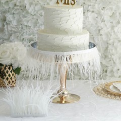 White 39″ long Natural Ostrich Feathers Trim Satin Ribbon Decorations