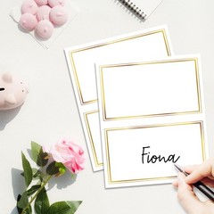 25 PCS Gold Foil Border Place Cards Tent Name Table Setting Food Label 010