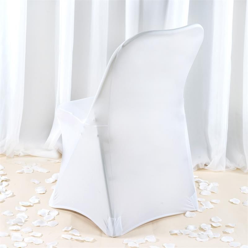 10 White PREMIUM QUALITY SPANDEX FOLDING CHAIR COVERS Dinner Banquet Decorations