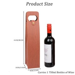 Portable PU Leather Bottle Wine Tote Carrier Padded Case Insulated Brown01