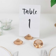 AMBER 10 Plastic 1.75″ Crystal Place CARD HOLDERS Table Number Stands Events