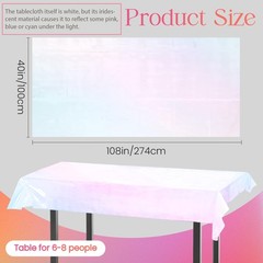 2 Pieces Iridescence White Tablecloth, 40 x 108“ Disposable Shiny Laser Table Cl