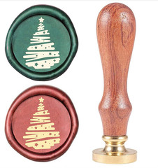 Wax Seal Stamp Heads – Modern Christmas Tree Topped with Star – 2 PCS – 1″ Round