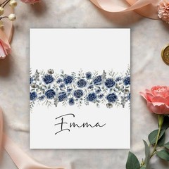 Blue Flower Place Cards Seating Name Banquet Wedding Dinner 25 PCS Set