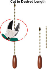 Wood Ceiling Fan Pull Chain Extender Set 12 Inch Fan Chain with 3mm Beads 2 Pack