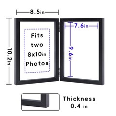 8×10 Picture Frames Double Black Photo Frame Folding Vertical Stand Display S…