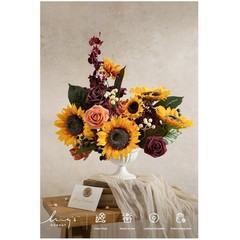 Faux Greenery Stems Foam Roses Silk Sunflower Bouquet