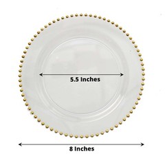 CLEAR GOLD 10 Round 8″ Plastic Salad PLATES Beaded Rim Party Events Decorations