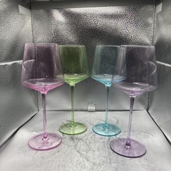 Physkoa Colored Wine Glasses Set 4 16OZ Colorful Wine Glass With Tall Long St…