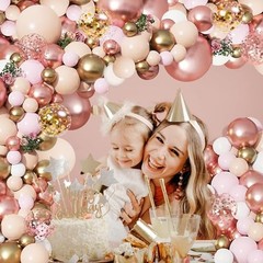 Rose Gold Balloon Garland Kit, Nude Pastel Pink Metallic Gold Rose Gold White