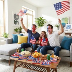 6 Pcs Independence Day Wood Tabletop Signs 4th of July Patriotic Wooden Table Ce