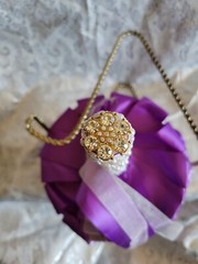 Jewled Light And Dark Purple Wedding Boquet Lots Of Detail.