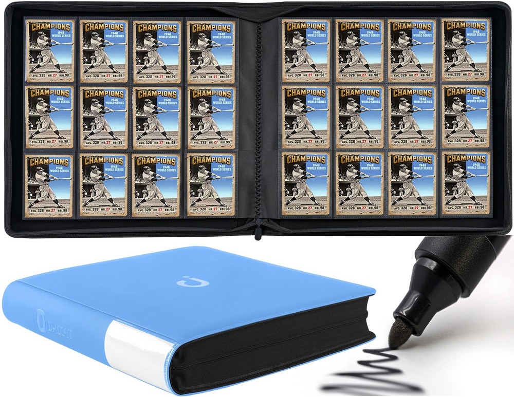 Premium Card Binder 12 Pocket – Fits 1200 Cards，3X4 Ringless Card Binder