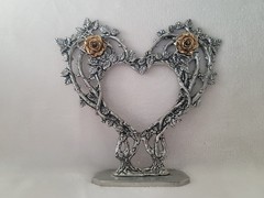 Pewter Rose Heart Cake Topper Fantasy FELOWSHIP FOUNDRY 1996 *retired* NWB