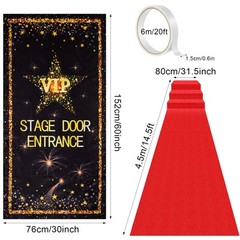Red Carpet Runner 2.6 x 15 ft Not Slip Red Aisle Runner VIP Stage Door Entran…