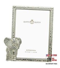 Modern Silver Thin Boarder Elephant Photo Frame / 4×6 In | For Vertical 4″X6″