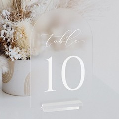 1-10 Frosted 5×7 Acrylic Arch Table Numbers, Stands, Wedding, Centerpiece