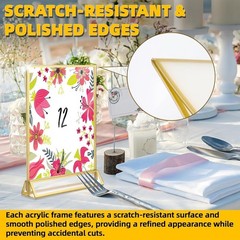24 Pack – 4″x6″ Gold Acrylic Picture Frames – Gold Border, Double Sided Holders