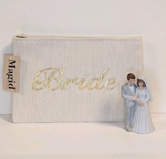 Bridal Gift Set Bride Clutch Bag NWT + Vintage Wedding Cake Topper Korea Decor