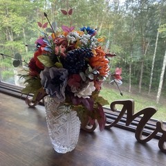 Bridal Wedding Bouquet Lovely Budget Minded Faux Bubble Pearl Blue + Fall Colors