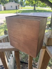 Rustic Wood Wedding Card Box, Square Floral Pattern, Brown/White, Slot Top