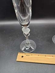 Gorham Amore Hearts Toasting Champagne Flute Glasses Pair Wedding Valentine Day