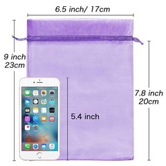 100 Bolsas De Organza 6 X 9 Pulgadas, Purpura Cordon De Regalo De Malla Grande