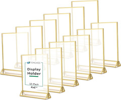 (12-Pack) 4X6 Standard Double-Sided Acrylic Wedding Table Numbers Picture Frames