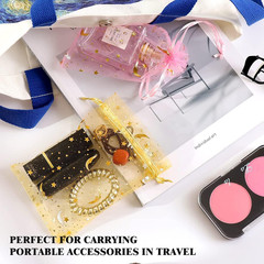 100 Pieces Moon Star Organza Jewelry Candy Bags, 3X4Inch Random Colors Mesh Bags