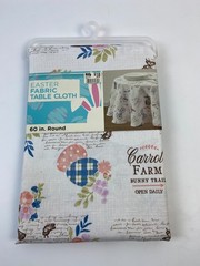 Easter Round Tablecloth 60 Inch Polyester Bunny Farm Spring Holiday Party New