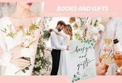 Books and Gifts Sign(8 x 11 Inch Table Sign with Holder), Greenery Baby Showe…