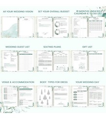 Wedding Planner & Organizer – Hardcover, Metal Corner. 5 Inner Pockets 9.5×11.9”