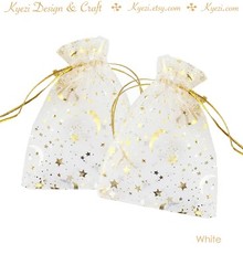 9×12 cm Star and Moon Organza Gift Bags Drawstring Wedding Favor Jewelry Pouches