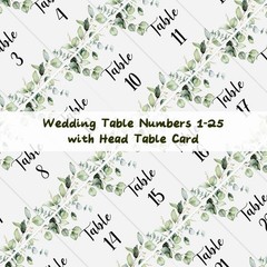 26 Pieces Wedding Table Numbers with 26 Gold Table Number Holders Greenery Eu…