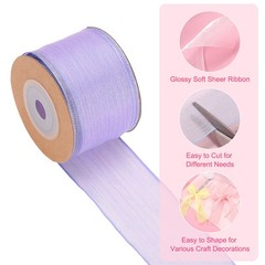Wired Sheer Ribbon 1-1/2 Inch Wide Light Purple Sheer Organza Wire Ribbon