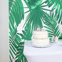 8 ft Tropical Leaves Printed Vinyl Photo Backdrop Party Banner Events Supplies