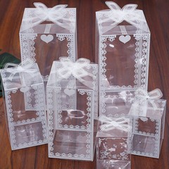 10/50pcs Clear Floral PVC Cube Boxes Gift Tennis Toy Candy Cake Package Display