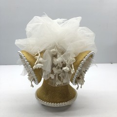 Vintage 60s Wedding Cake Topper Coast Novelty Co Bells Flowers Tulle Gold 6 inch