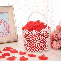 2 PCS Small White Flower Girl Basket Handle 5.90×4.72×4.33 Inch Classic