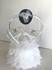 Western Hearts with Cowboy Boot Charms and Cowboy Hat, White Wedding Cake Topper